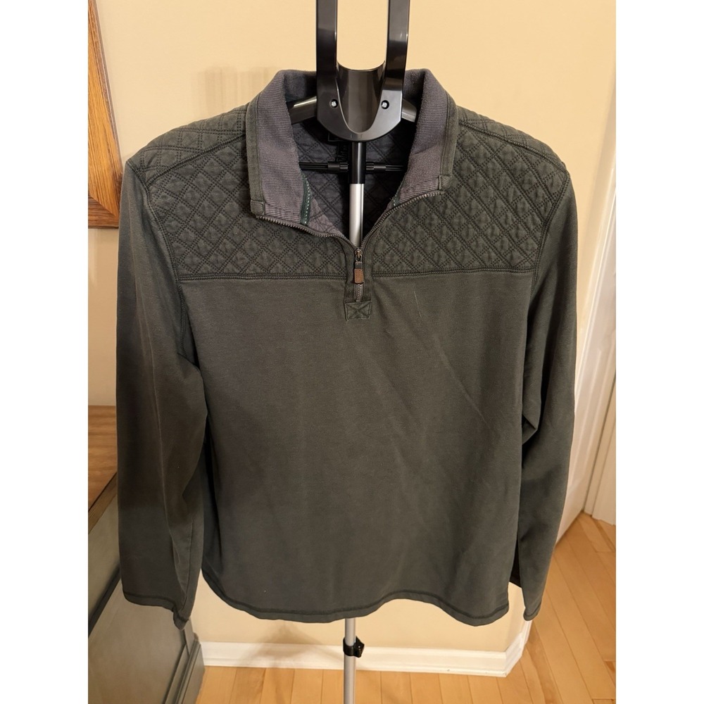 G.H. Bass Men’s XL Olive green  Quilted Quarter Zip Pullover Sweater